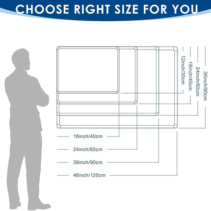 SWANCROWN Whiteboard 60x45 cm, Magnetic Whiteboard, Silver Aluminum Frame