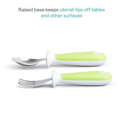 Munchkin 4 Count Raise Toddler Fork and Spoon, Blue/Green, 12+