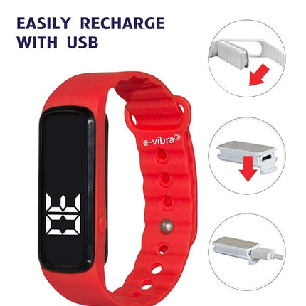 e-vibra 12 Alarm Vibrating Alarm Watch Medical Reminder Watch - with Timer and 12 Daily Alarms (Red - Small)