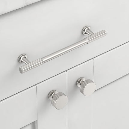Coinkoly 10 Pack 5''(128mm) Brushed Satin Nickel Cabinet Pulls Kitchen Brushed Nickel Cabinet Handles for Cabinets Drawer Pulls Dresser Hardware for Cupboard CK0083