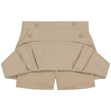 Nautica Girls' School Uniform Pull-on Scooter Skirt with Undershorts, Poplin Style with Button Pockets, Khaki, 12
