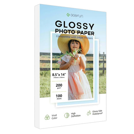 Glossy Photo Paper 8.5 x 14, Goefun 54LB Legal Siz