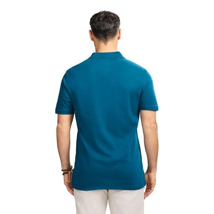 Izod Men's Short Sleeve Interlock Polo Shirt, Legion Blue Solid, Small
