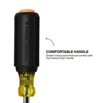 Klein Tools 65407M Metric Color-Coded Nut Driver, Hollow-Shaft, Heavy-Duty 7 mm Hex, Pass-Through Design, 6-Point Socket, and Cushion-Grip Handle