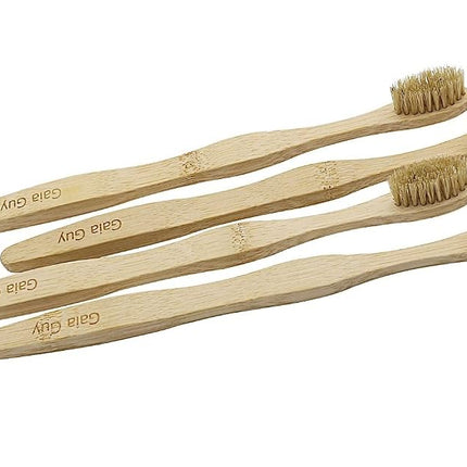 Natural Bristle Bamboo Toothbrush with Boar Bristles - Totally Biodegradable and Compostable - No Nylon Toothbrushes - Zero Waste 12-Pack