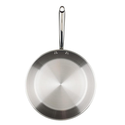 Rachael Ray Professional Stainless Steel Frying Pan/Skillet, Compatible with All Cooktops, Induction Ready, Dishwasher Safe, 12.5 Inch Open Fry Pan - Stainless Steel