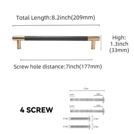 BUKOBYHE 10 Pack 7Inch Black and Champagne Bronze Kitchen Cabinet Handles Knurled Cabinet Pulls Black Drawer Pulls Kitchen Hardware