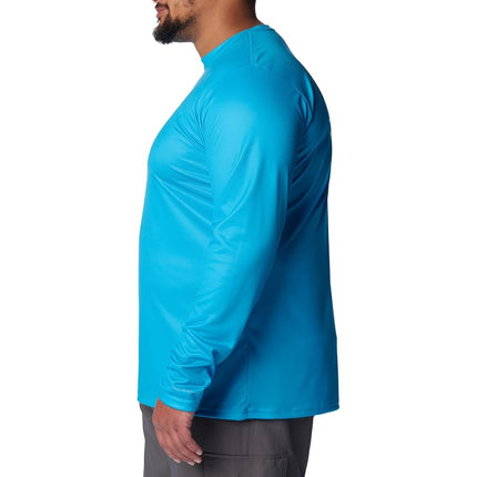 Columbia Men's Terminal Tackle PFG Fish Flag Long Sleeve T-Shirt, Ocean Blue/Coll Navy Offshore Slam, X-Small