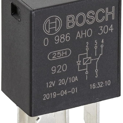 Bosch Automotive 0986AH0304 Micro Relay 12V 20A 5 Terminals IP5K4 Temperature Resistance -40°C to 85°C