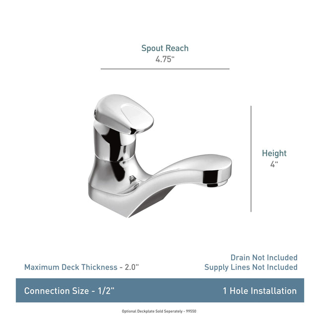 Robinet de lavabo commercial Moen 8884 M-Press à montage unique 1,9 l/min, chrome