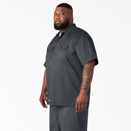 Dickies Men's Short Sleeve Work Shirt, Charcoal, Extra Large