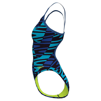Speedo Women's Endurance Plus Flyback Printed One Piece Swimsuit - Team Royal Blue, Size 38