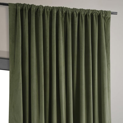 HPD Half Price Drapes Extra Wide Signature Blackout Velvet Curtains 96 Inch Long 1 Panel, 4-Pass Hotel Blackout Lined Window Curtains Thermal Blackout Curtains for Bedroom 100W x 96L, Hunter Green