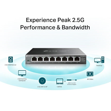 TP-Link TL-SG108S-M2 | 8-Port 2.5G Multi-Gigabit Unmanaged Network Switch, Ethernet Splitter | 2.5G Bandwidth | Plug & Play | Desktop/Wall-Mount | Fanless Metal Design | Limited Lifetime Protection