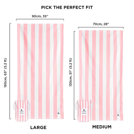 Dock & Bay Quick Drying Towel - for Sports & Gym - Compact, Lightweight - 100% Recycled - Includes Bag - Cabana - Malibu Pink, Medium (130x70cm, 51x27)