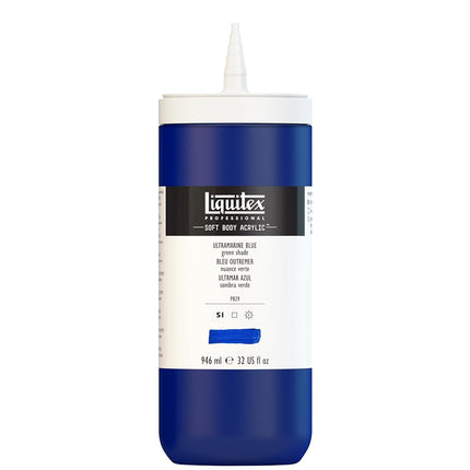 Liquitex Professional Soft Body Acrylic Paint 32-oz bottle, Ultramarine Blue (Green Shade)