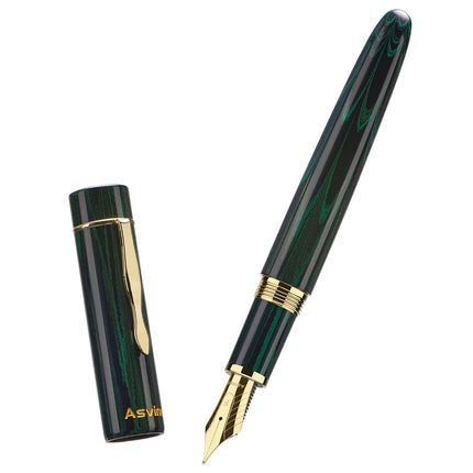 Asvine C2000 Germany Cumberland Ebonite Fountain Pen #8 Fine Nib, Large Handcraft Pen with Converter Pen Box Collection Set- Green
