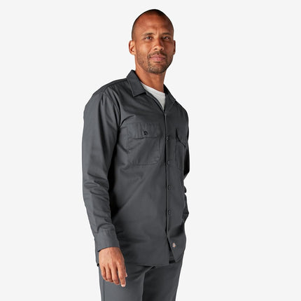 Dickies Men's Long Sleeve Work Regular Fit Casual Shirt, Charcoal Grey, XX-Large