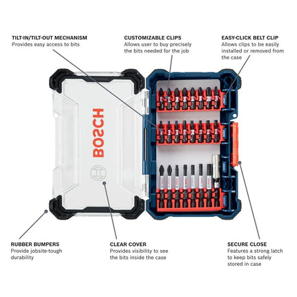BOSCH SDMS24 Juego de 24 puntas de atornillar Impact Tough surtidas con estuche personalizable para aplicaciones de atornillado