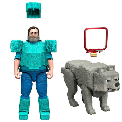 Minecraft JFR71 Movie Core Scale Steve and Wolf Action Figure Set, 4" (2 Pieces)