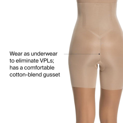 SPANX shape Original High-Waisted Footless Sheers - Body-Shaping Footless Pantyhose for Core Control - Adjustable Length - Nude - Size A
