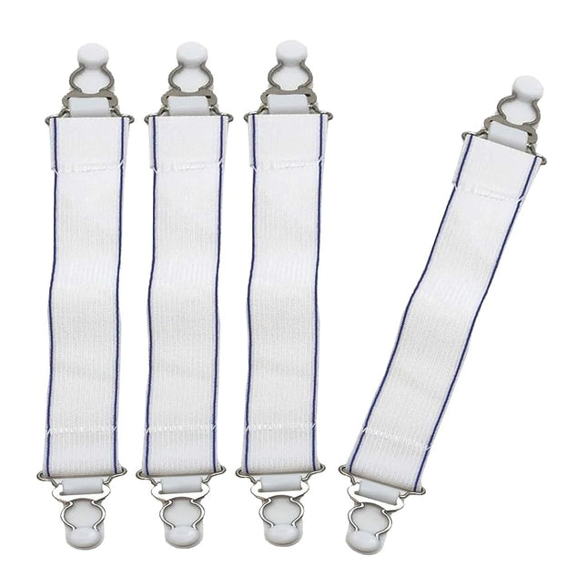 Blue Magic Waterbed Elastic Sheet Straps with Non-Slip Fasteners, White 4-Pack