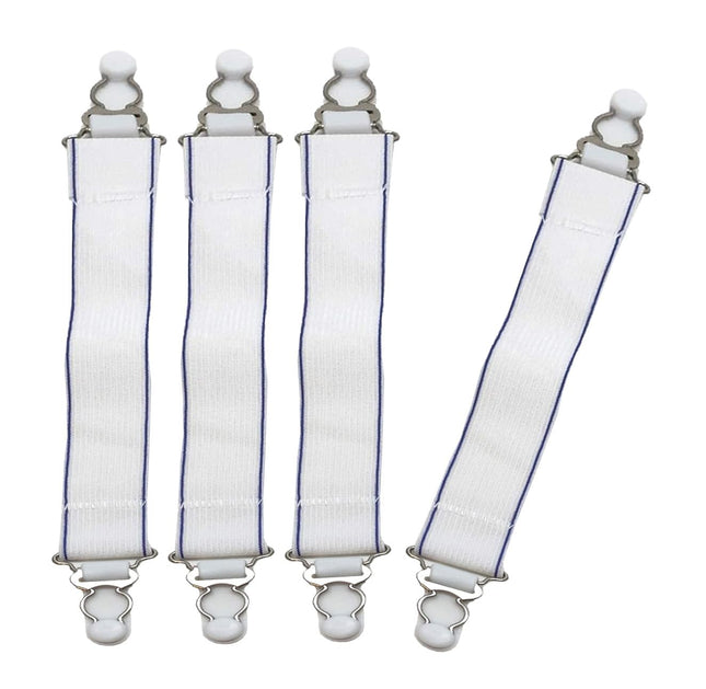 Correas elásticas para sábanas de colchón de agua Blue Magic con sujetadores antideslizantes, blancas, paquete de 4