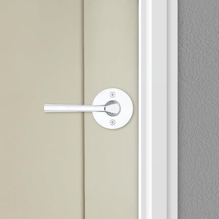 Kwikset Lisbon Dummy Door Handle, RoundSingle Sided Lever for Closets, French Double Doors, and Pantry, Polished Chrome Non-Turning Reversible Interior Push/Pull Lever