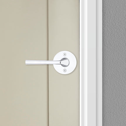 Kwikset Lisbon Dummy Door Handle, RoundSingle Sided Lever for Closets, French Double Doors, and Pantry, Polished Chrome Non-Turning Reversible Interior Push/Pull Lever