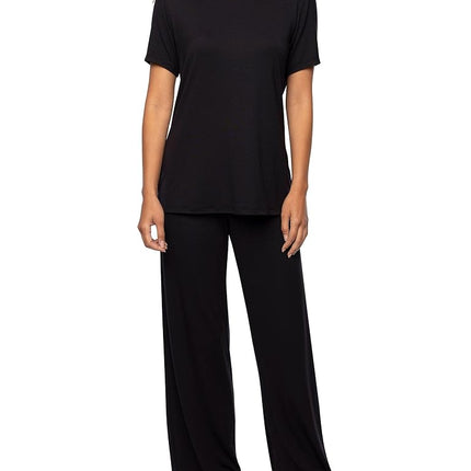 Vanity Fair Women's Beyond Comfort Modal Pajama Set Long, Short Sleeve-Black, XXL