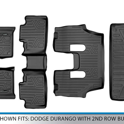 MAX LINER A0315/B0071/C0233/E0113 Floor Mats 3 Cargo Liner Behind 3rd Set Black for 2016-2019 Dodge Durango with 2nd Row Bucket Seats