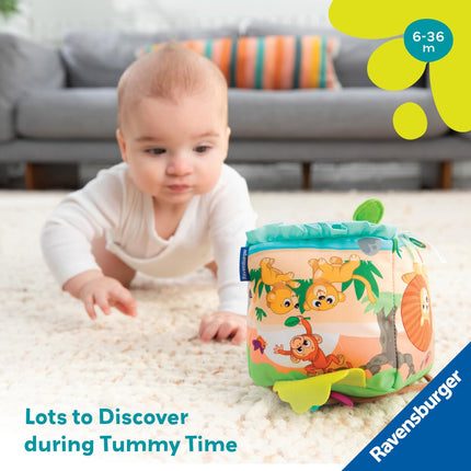 Ravensburger Play+ Roll & Play Sound Cube - Wild Animals | Motion-Activated Sound Toy | Encourages Crawling & Coordination