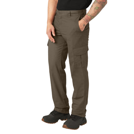 Pantalon cargo Dickies droit classique en twill extensible pour homme, grande taille, couleur Mushroom, 30W x 30L