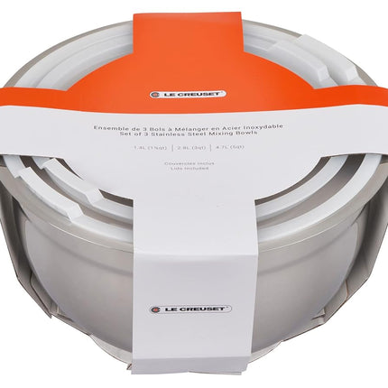 Le Creuset 3-piece Stainless Steel Mixing Bowl Set with lid, 41901000010000