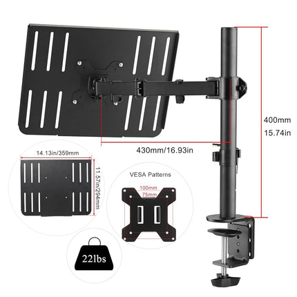 suptek MD6421TP004 PC Monitor Stand with Laptop Tray, Monitor Stand for LCD/LED Screens - Monitor Stands and Risers Desk Accessory Wall Mount