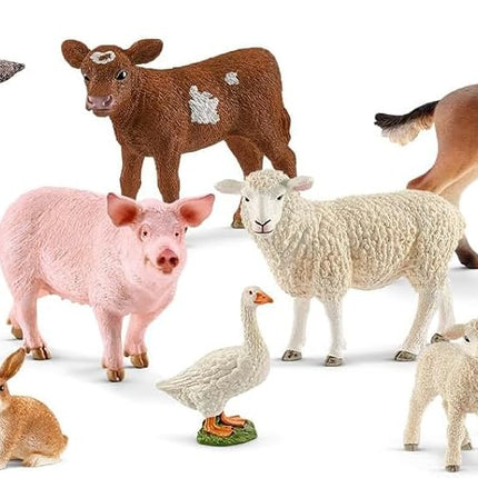 Schleich Farm World - 10Pc Farm Animal Toy Bundle 