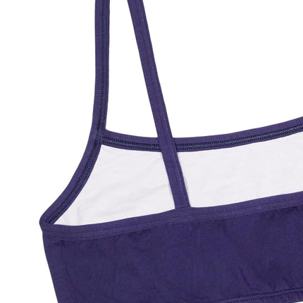 Fruit of the Loom Girls' Cotton Spaghetti Strap Sport Bra, Blueberry/Black/Grey/White/Sand/Blush, 34