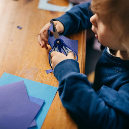 Fiskars 5" Softgrip Left-Handed Pointed-Tip Scissors for Kids Ages 4+ - Left-Handed Scissors for School or Crafting - Back to School Supplies - Blue Lightning