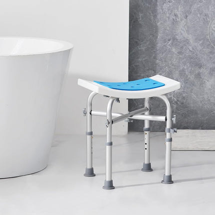 VEVOR Shower Chair, Adjustable Height Shower Stool with Crossbar Support, Shower Seat for Inside Shower or Tub, Non-Slip Bench Bathtub Stool Seat for Elderly Disabled Handicap, 226.8 kg Capacity