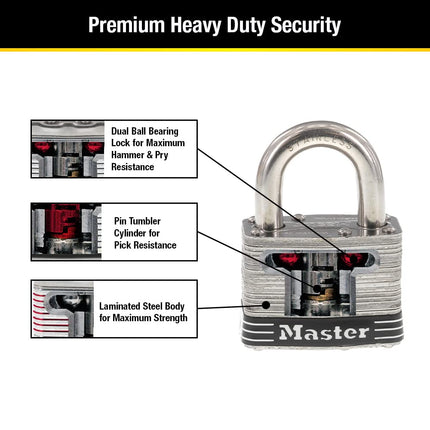 MASTERLOCK CO 5SSKADHC Stainless Steel Laminated Padlock, 2"
