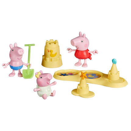 Peppa Pig Siblings Beach Day Playset with 3 Figure
