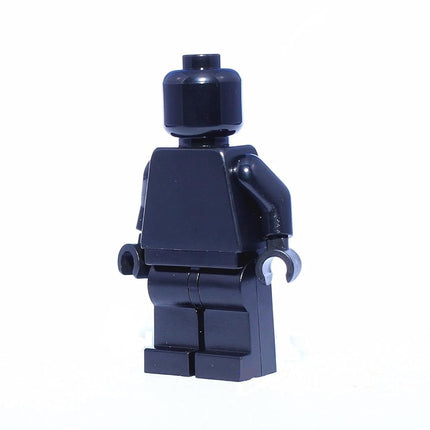 Minifigure LEGO corps uni monochrome entièrement noir : tête, torse, bras, mains, jambes