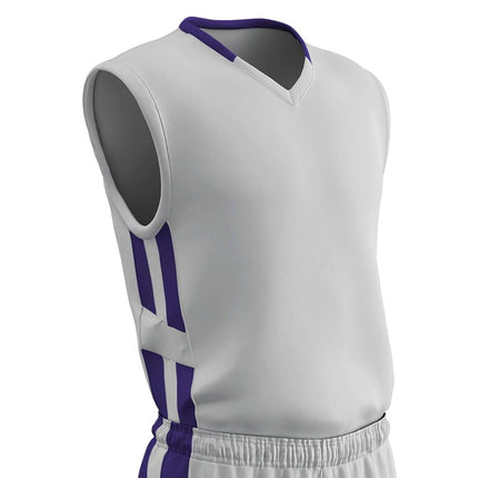 CHAMPRO Muscle Dri Gear Polyester Basketball Jersey, Youth X-Large, White, Purple