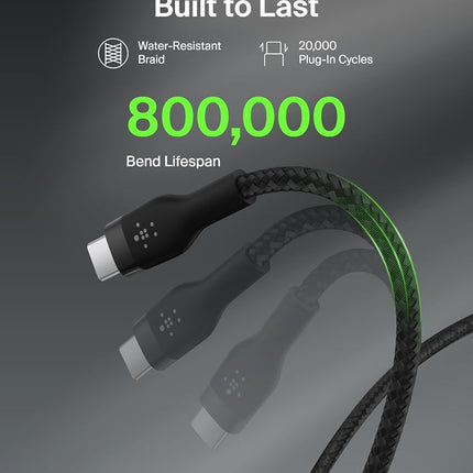 Belkin BoostCharge Pro Flex Braided USB-C to USB-A Cable (1M/3.3FT) USB-IF Certified Fast Charging Cable for iPhone 17, iPhone 17 Pro, iPad, Galaxy S25, Note, Pixel, Nintendo Switch 2 & More - Black