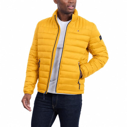 Tommy Hilfiger Men's Lightweight Down Alternative Packable Puffer Jacket Coat, Yellow Gold, 4X