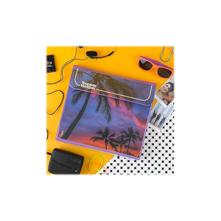 Trapper Keeper Binder, Retro Design, 1 Inch Binder Includes 2 Folders and Extra Pocket, Metal Rings and Spring Clip, Secure Storage, Palm Trees, Mead School Supplies (260038FDE1-ECM)