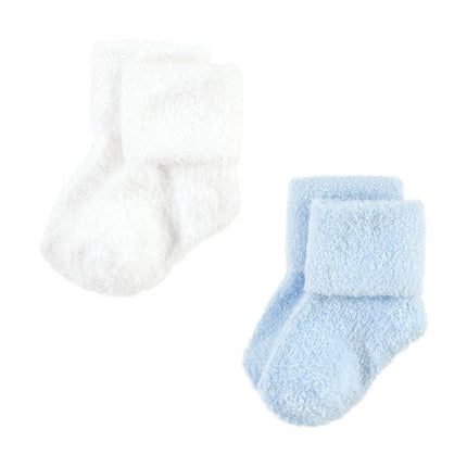 Hudson Baby Chaussettes riches en coton pour nouveau-nés et chaussettes en tissu éponge unisexe, bleu gris uni, 0-6 mois, bleu gris uni, lot de 8 chaussettes chenille, 0-6 mois