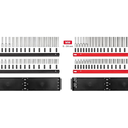 TEKTON 3/8 Inch Drive 6-Point Socket Set with Rails, 68-Piece (1/4-1 in, 6-24 mm) | SHD91220