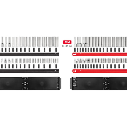 TEKTON 3/8 Inch Drive 6-Point Socket Set with Rails, 68-Piece (1/4-1 in, 6-24 mm) | SHD91220