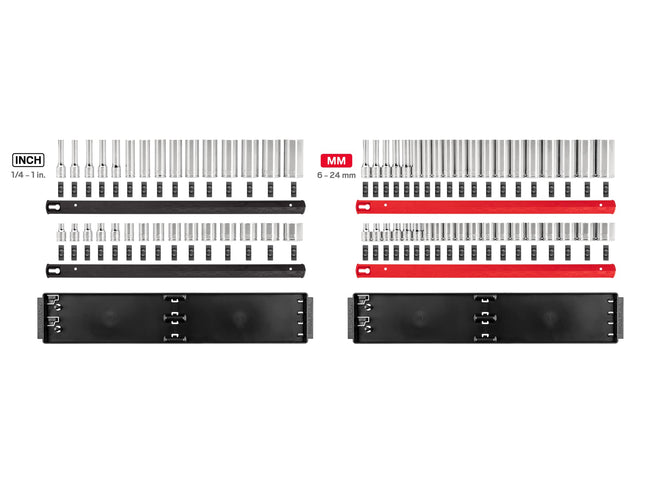 TEKTON 3/8 Inch Drive 6-Point Socket Set with Rails, 68-Piece (1/4-1 in, 6-24 mm) | SHD91220